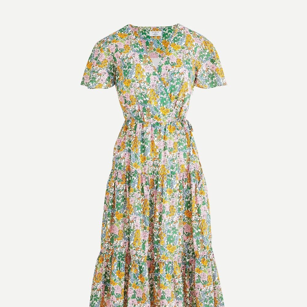 J. Crew NWT Faux-wrap Midi Dress in Liberty® Mini Floral Walk Dress Size…